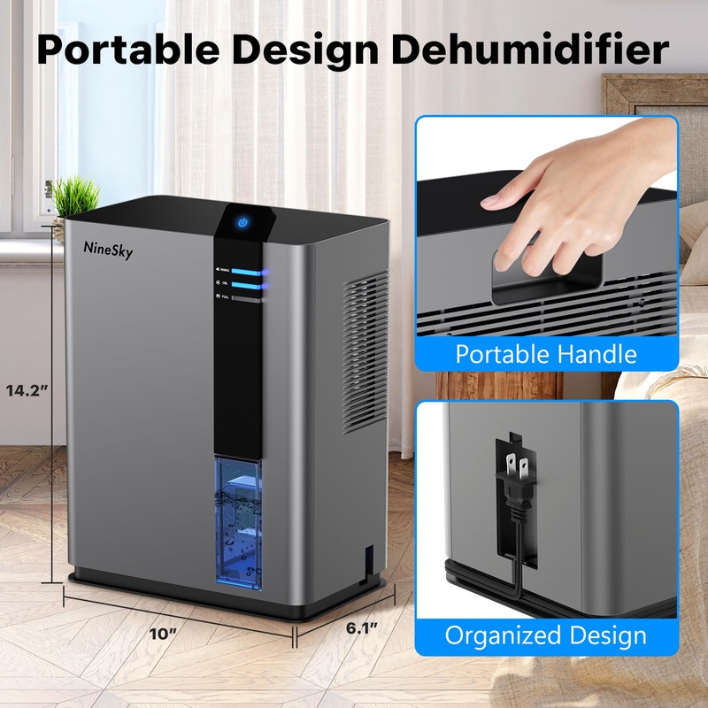 NineSky Dehumidifier for home, 98 OZ Dehumidifiers, Dehumidifiers for Room,Bathroom,