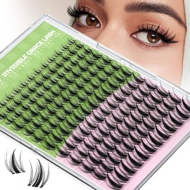 KEYYOU Fairy Lash Clusters 144Pcs D Curl 16MM Manga Lash Extension Eyelash Extension Wispy Natural Invisible Band Lash with Waterproof DIY Lash Extension at Home(Fairy-D-16MM)