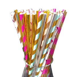 Paper Straws, 120 Pack (6 Colors/Styles, 20 Straws per Color/Style) Party Mix, Paper Straws, Organic, Food Safe, Environmentally Friendly, Disposable Straws (Party Mix 1)