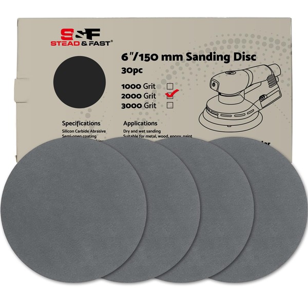 30 Pcs 2000 Grit 6 inch Sanding Discs Hook and