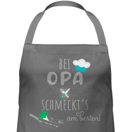 Shirtracer - Apron - Men's 1 - Cooking Apron with Grandpa schmeckts am Besten I Cooking Apron Gift Grandpa I Grandpa Cooking Apron I Kitchen Apron Grandpa I Gift Grandpa Christmas I Grandpa Gift I