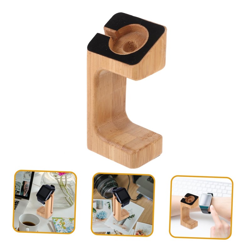 iplusmile 2pcs Bamboo Charging Stand for Smart Watch Natural Charging