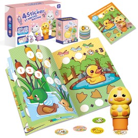 Fozcmisw Sticker Stamp, 24 Page Activity Pad with 300 Stickers, Kids Fidget Craft Toy, Sticker Book from 2 3 4 5 6 Years Gift for Boys and Girls Duck Pack
