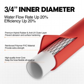 SPECILITE 3/4" Hot/Cold Garden Water Hose 200 ft, -50℉-190℉,Flexible & Lightweight With 3/4" Brass Fittings for Yard, Outdoor, Farm, Red