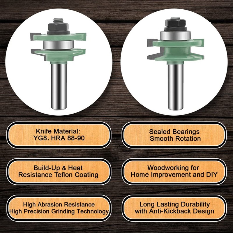 OLETBE 3 PCS Router Bit Set, 1/2-Inch Shank Round Over
