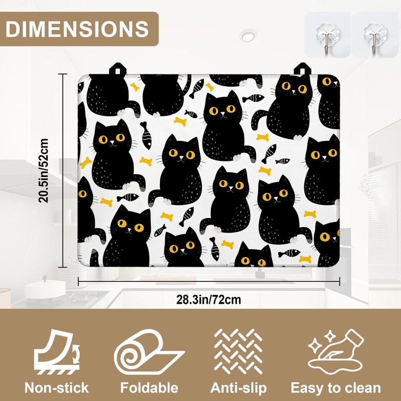 Stove Top Covers for Electric Stove,Cute Black Cat Fish Heat