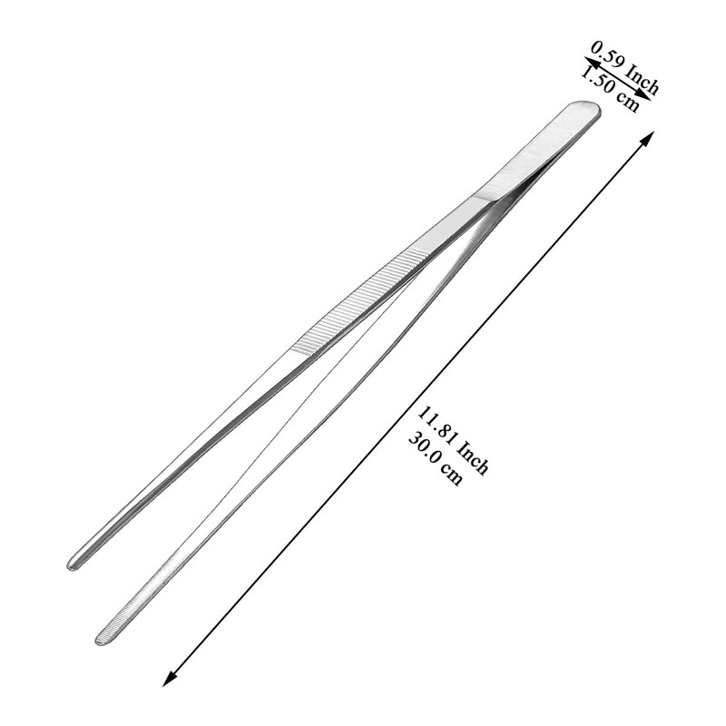 Berglander Kitchen Tweezers Fine Tweezer Tongs 30cm/12, Extra-Long Stainless Steel