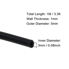 VictorsHome Silicone Tubing, 3mm ID x 5mm OD, 3.3ft (1m) Length, Flexible Silicone Rubber Tube Water Air Hose Pipe for Pump Transfer Black