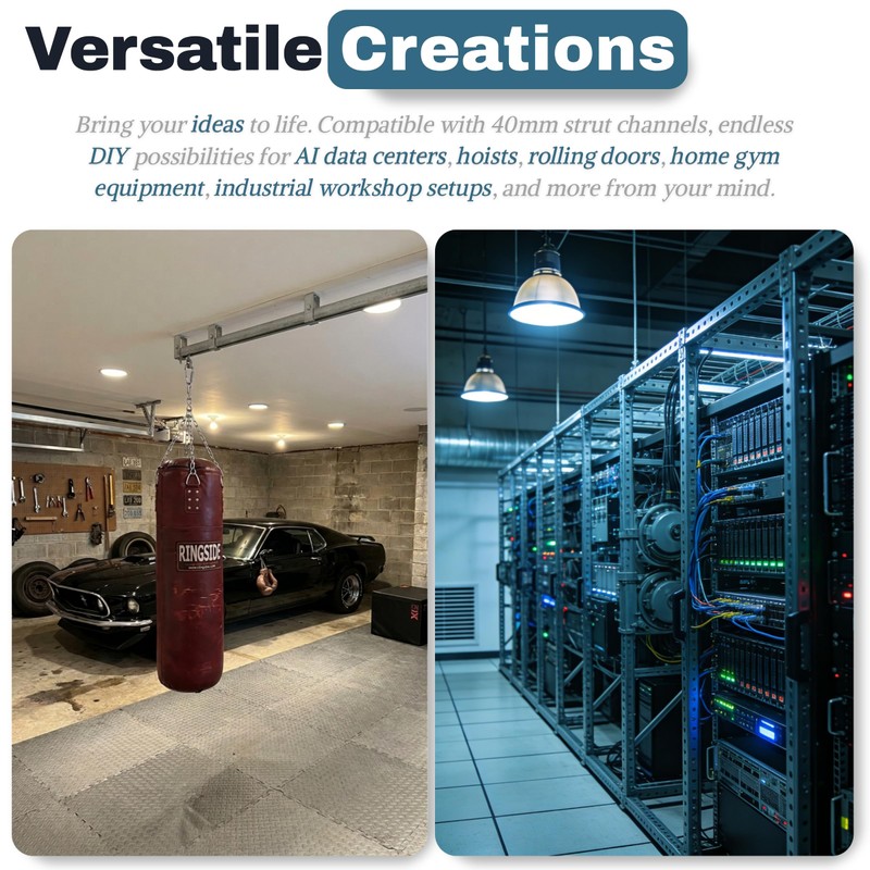 SIWOOD Chrome Plated 1-5/8" Strut Channel Trolley Track Hanger Bracket,
