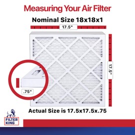 Filter King 18x18x1 Air Filter | 4-PACK | MERV 11 HVAC Pleated A/C Furnace Filters | MADE IN USA | Actual Size: 17.5 x 17.5 x .75"