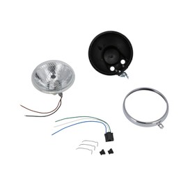 AKF Set H4 Headlight Conversion Plastic Housing with Chrome Ring and Retaining Clips for Simson S50, S51, S70