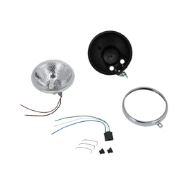 AKF Set H4 Headlight Conversion Plastic Housing with Chrome Ring and Retaining Clips for Simson S50, S51, S70