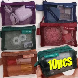 1/10Pcs 투명 메쉬 동전 지갑 미니 지퍼 가방 이어폰 데이터 케이블 보관 여행 주최자 ID 신용 카드 홀더 [1PC] [StyleB- Purple] 1/10Pcs Transparent Mesh Coin Purse Mini Zipper Bag Earphone Data Cable Storage Travel Organizer ID Credit Card Holder [1PC] [StyleB- Purple]