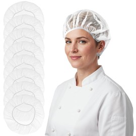 Aeaocvo 8 PCS Chef Hats Bulk Elastic Hairnets for Kitchen Cooking Hat Food Service Mesh Hair Nets for Women Men, Adjustable Reusable Washable Cooking Chef Cap, White