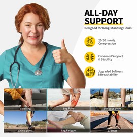 CAMBIVO Calf Compression Sleeve for Women & Men - 20-30mmHg Footless Compression Socks Support for Shin Splint Relief, Leg Cramps, Varicose Vein, Leg Sleeve for Running, Travel, Nursing