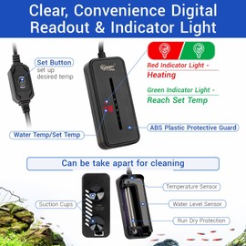 hygger Small Submersible Aquarium Heater 25W Mini Betta Fish Tank Heater with LED Display Adjustable Temperature for 2-5 Gallon Freshwater Saltwater Coral Reef Tanks