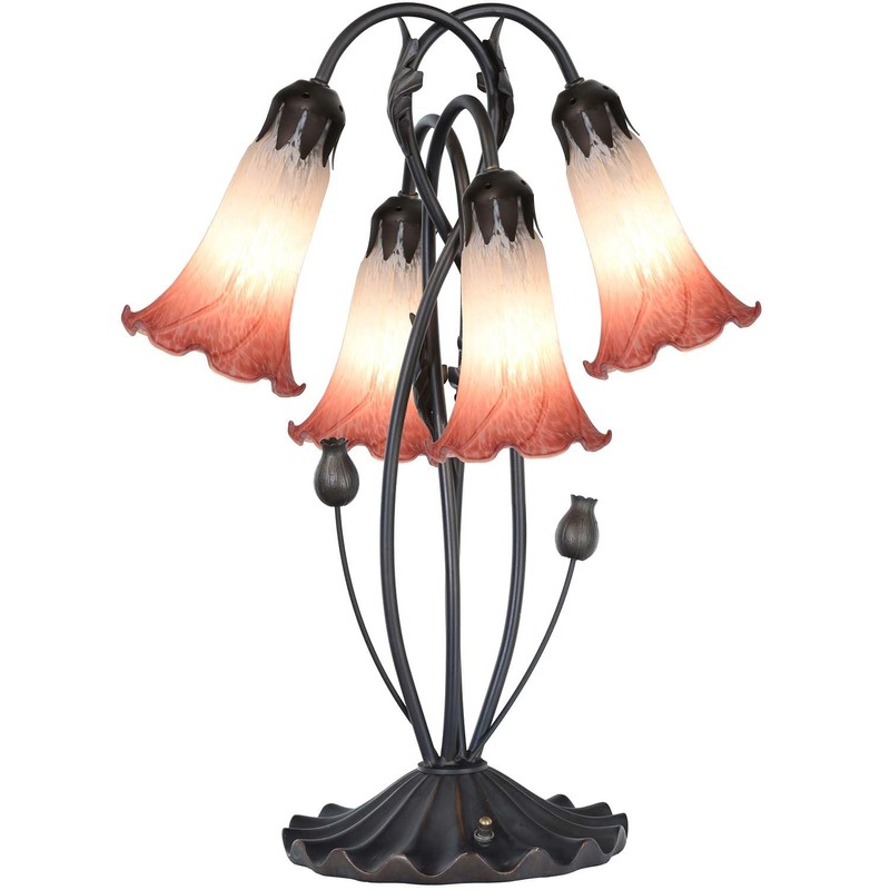 Bieye LS06 Lily Flower Blown Glass Lampshade (White Light Red,