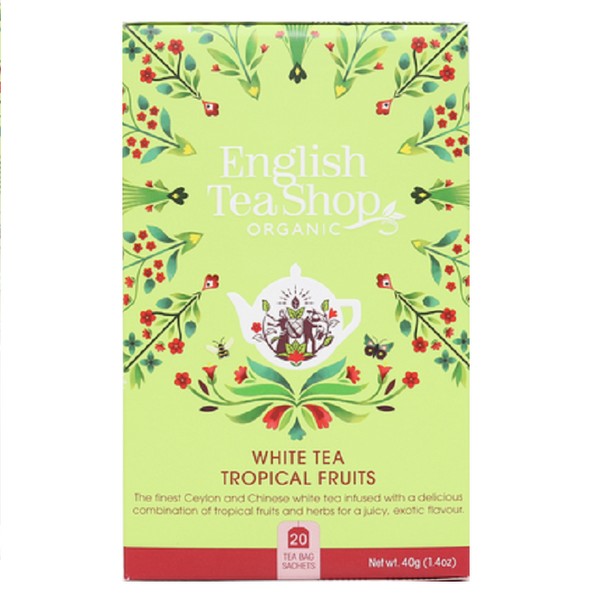 English Tea Shop 20 Organic White Tea Tropical Fruits Teabags