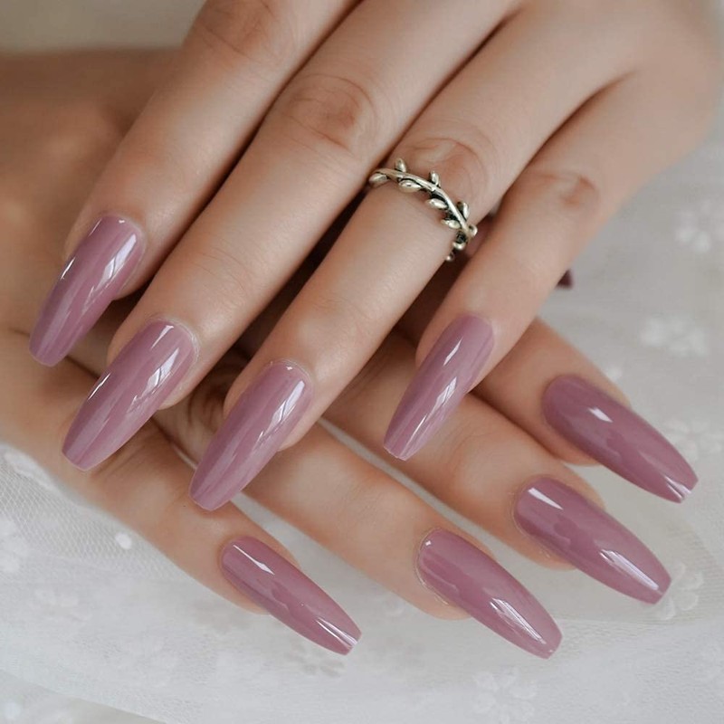 CoolNail Dark Purple Pink Press on False Nails Extra Long