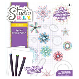 Sunny Days Entertainment Studio DIY Spiral Design Maker | Creative Art Set with 22 Spiral Wheels, Colored Pens, and 20 Sheets of Art Paper for Kids