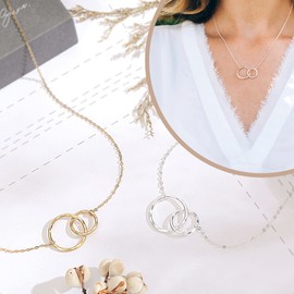 HOPE LOVE SHINE Sympathy Gift for Loss of Boyfriend - Remembrance, Bereavement, Memorial Necklace, Jewelry 16+2", Sterling Silver, 2 Interlocking Rings