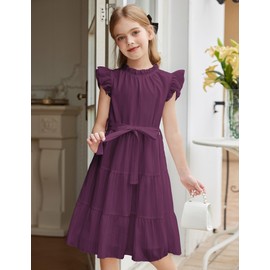 Arshiner Daddy Daughter Dance Dress for Girls Summer Formal Facny Special Occasion Tween Midi Dresses Purple 13-14 Years