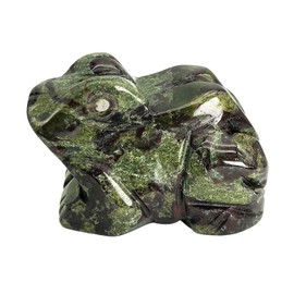 Ladeukoi Natural Stone Frog Statue, Healing Crystal Animal Bag Figurine Figurine Decoration 1.5 Inches, Dragon Blood Stone