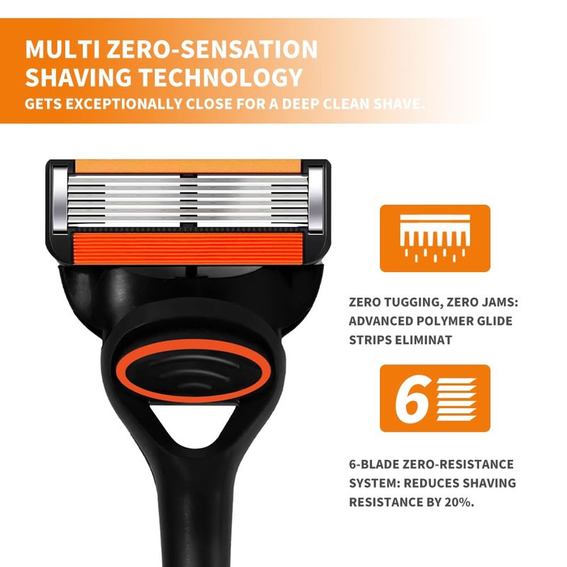 ADULAHI Men’s Cartridge Razors with 4 Replacement Cartridges,Pivoting Head, 6
