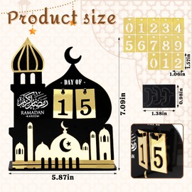 Ramadan Advent Calendar Set - Acrylic and Wooden Ramadan Decorations for Home Eid Mubarak Table Decor, 30 Days Countdown Calendar for Muslim Festivities and Ramadan Party Supplies Style H