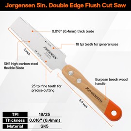 Jorgensen 5in. Double Edge Flush Cut Saw w/Wood Handle