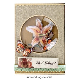 Greeting Card Set with Envelopes & Stamping Parts | 10 x 3-Compartment Cards with Mount | Ideal for Congratulations on Birthday, Wedding | DIN B6 (Circle | Silver, Gold, Purple, Green, Anthracite)