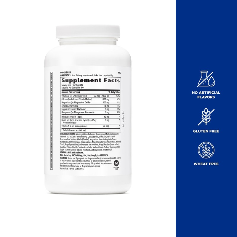GNC Calcium Complete 800mg, Supports Bone Density, 240 Caplets, 60