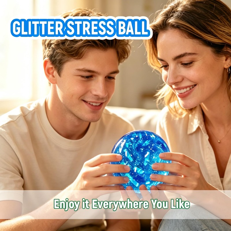 4 INCH Glitter Squishy Stress Ball, Jumbo Blue Squishy Ball