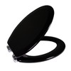 Dalton Wooden Elongated Soft Close Toilet Seat, Black, Quick Release,