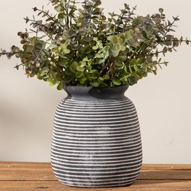 Jarrón rústico de cerámica, jarrones pequeños de flores estilo granja, decoración del hogar, jarrón decorativo corto de cerámica de 6" para pampas, para mesa, sala de estar, entrada, repisa de