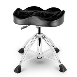 ROWELL Hydraulic Drum Throne Height Adjustable Drum Throne Heavy Duty Drum Thrones Seat Airlift Drum Stool 3.9 inch Thick Padded Drum Chair 4 Legs Drum Stools for Drummers,Guitar Players (Black)