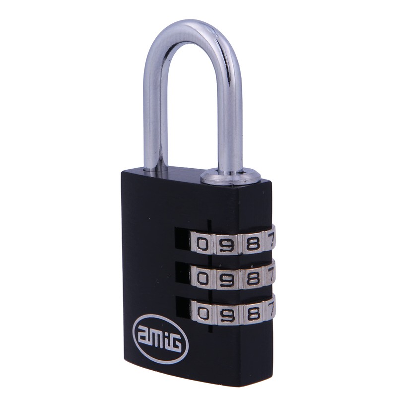 Amig Aluminium Combination Lock, Model 75, Black, 25 mm, for