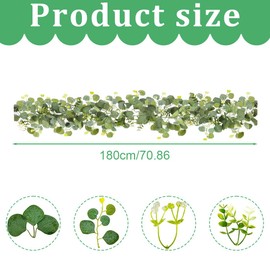 IKOPFLN Artificial Eucalyptus Garland, Eucalyptus Plant Garlands, 180 cm, Willow Leaves, Green Leaves, White Flower, Eucalyptus Decoration, Artificial Garland Wedding Decoration, Pack of 1, bronze