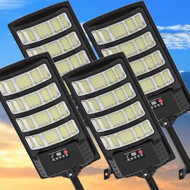 VowelsOne Solar Street Lights Outdoor Waterproof,320°Wide Angle Flood Light, LED Solar Parking Light with Motion Sensor and Remote Control for Outdoor, Streets, Courtyards,Parking Garages,-4Pack