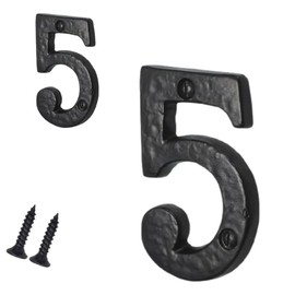 Antique Black Door Numbers Screw On 3 Inch Cast Iron Number 5 Door Number Elegant and Bold Door Numerals Suitable for All Door Types Including Wooden uPVC and Composite.
