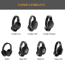 Crusher Evo Earpads Crusher Wireless Replacement Pads, OEM Quality Hesh ANC Ear Cushions Cups Compatible with Skullcandy Crusher ANC/Crusher Evo, Hesh 3/Hesh Evo/Hesh ANC, Venue ANC Headphones