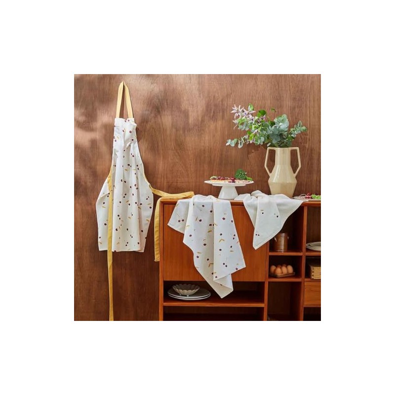 Coucke Printed Cotton Tea Towel 50 x 75 cm Cherry