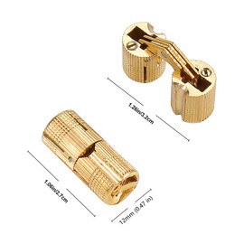 10Pack Invisible Brass Barrel Hinges Hidden Concealed Furniture Hinges 180 Degree Opening Angle for DIY Jewelry Box Hand Craft (12 mm (0.47 inch))