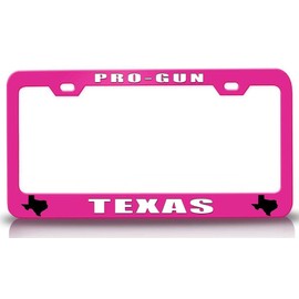 Customola PRO Gun Texas Texas Map Style Steel Metal License Plate Frame Pn # 45