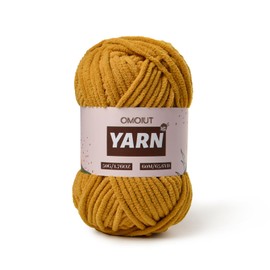 Plush Chenille Chunky Crochet Yarn - Baby Yarn for Crocheting Soft - Velvet Yarn Knitting for Blankets Crafts - Fluffy Amigurumi Yarn 50g / 65.6yd (Turmeric)