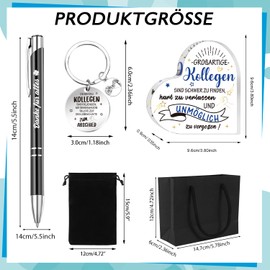 HOWAF Farewell Gift Colleague Job Change, Farewell Colleague Heart-Shaped Acrylic Home Decoration, Lucky Charm Pen, Farewell Colleague Keyring for Farewell Gifts, Retirement Gift