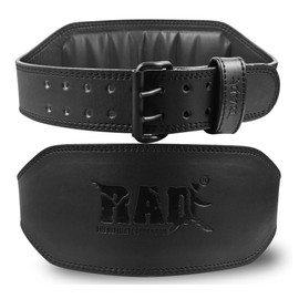 RAD Leather Belt 6" Gym Power Heavy Duty Weight Lifting Bodybuilding New (Black, Large)