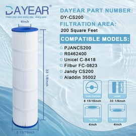 DAYEAR Pool Filter Cartridge Compatible with CS200, PJANCS200, C-8418, FC-0823, R0462400, 11088503, 11088513, 1 Pack