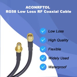 ACONRFTOL SMA RG58 Cable Adapter Kit SMA Male to Female RG58 Coaxial Cable 50CM+3PCS RF Coax Adapter Kit Low Loss for WiFi SDR Devices Antenna