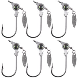 Crappie Jig Heads Fishing Hooks Kit,Underspin Jig Heads with Spinner Blade Crappie Jig Lures Big Eye Unpainted Bladed Jig Heads for Crappie Bass Saltwater Freshwater 1/8 3/16 1/4 3/8oz